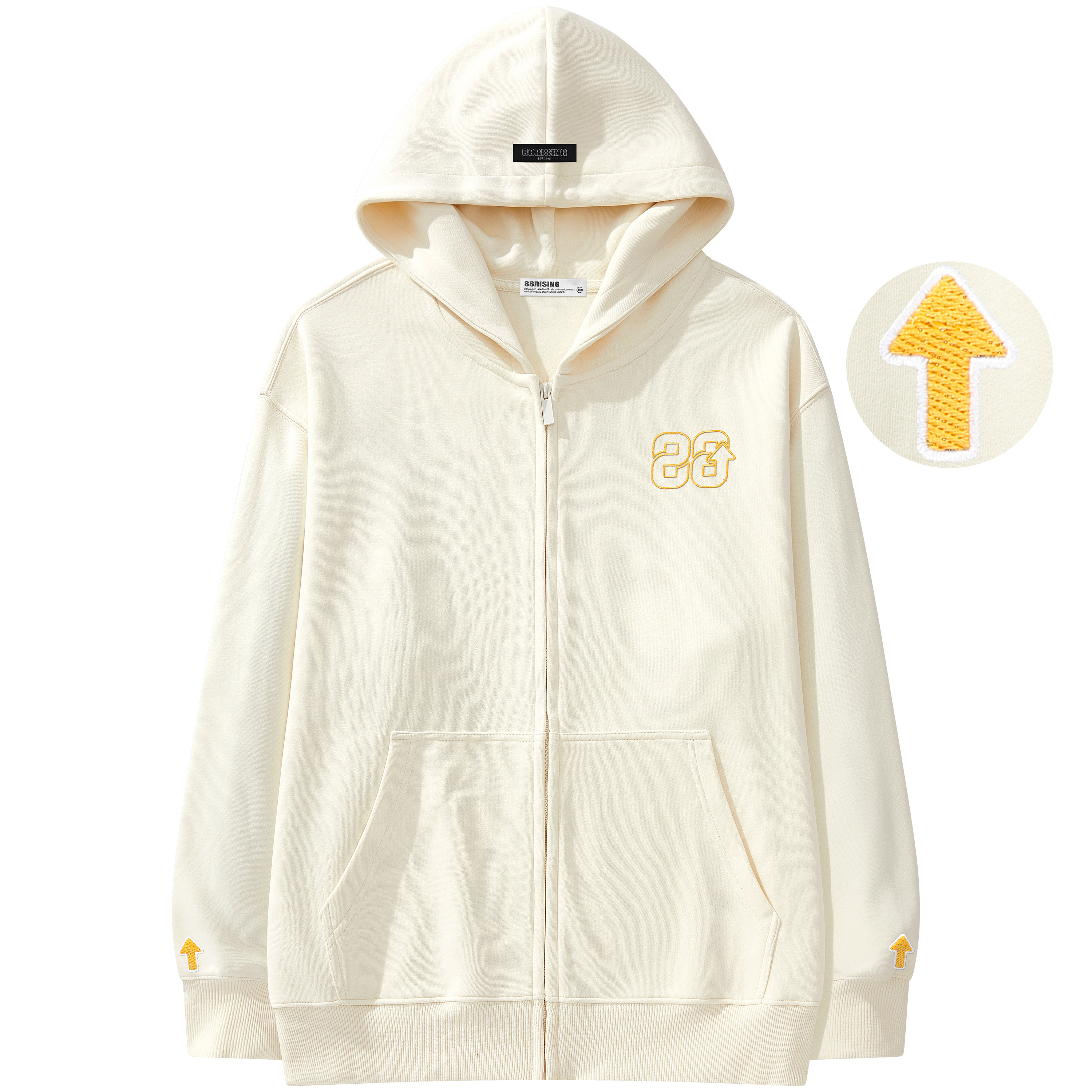 88rising刺绣开衫外套连帽卫衣