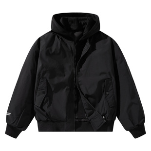 88rising 简约复古工装可拆卸帽假两件飞行员夹克羽绒服 男女同款