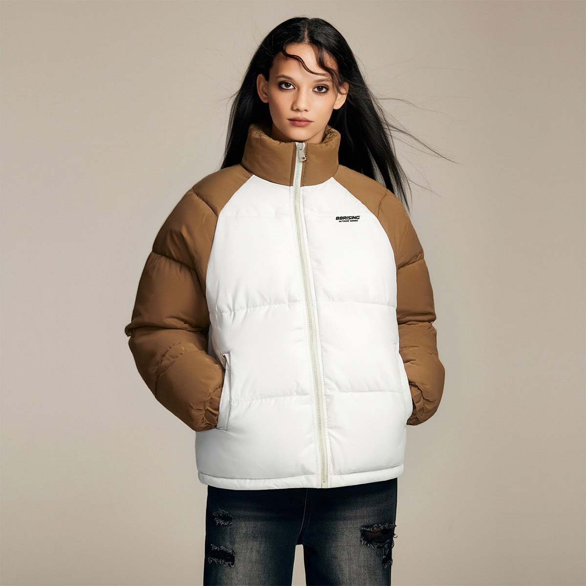 88rising拼接休闲宽松外套棉袄