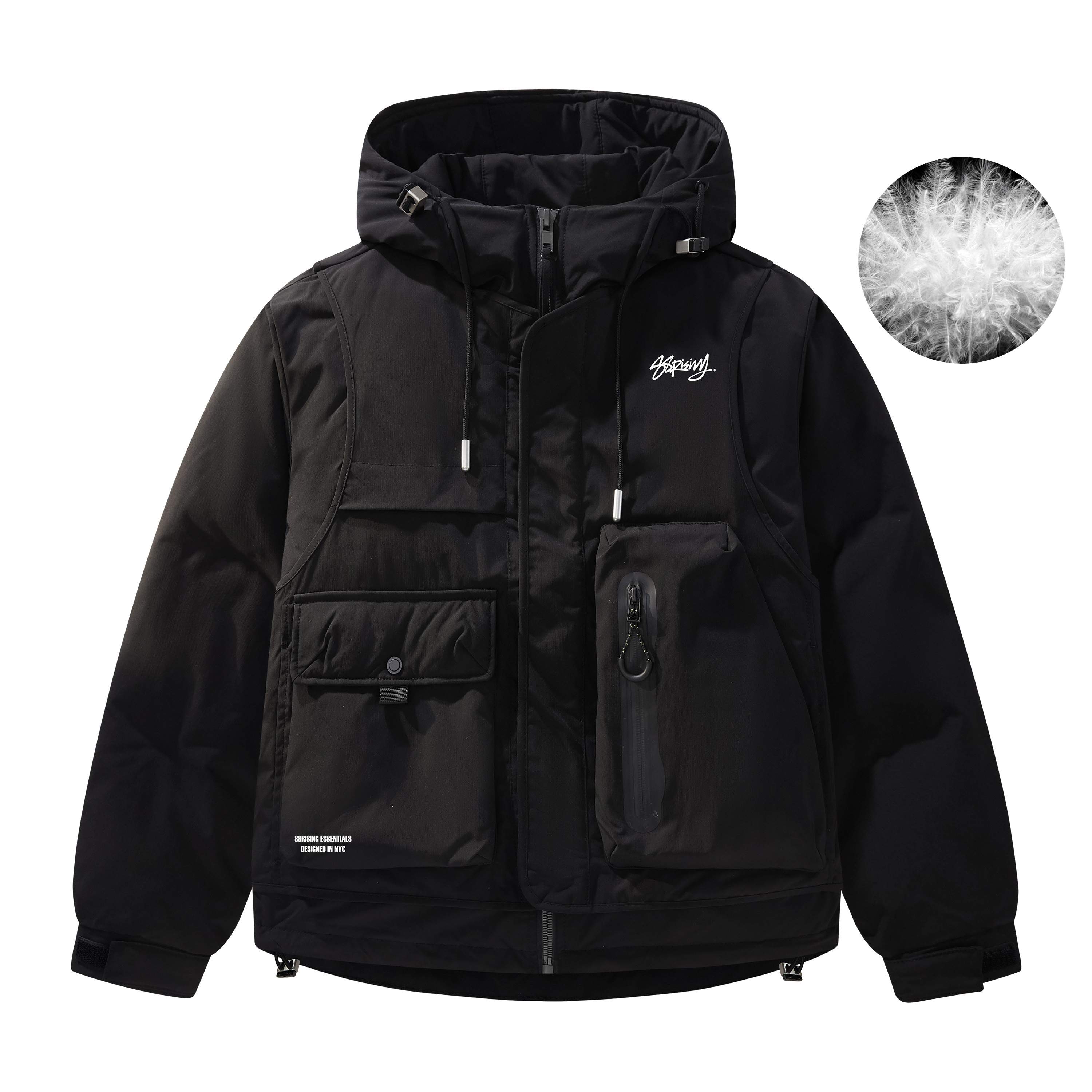 88rising多口袋鸭绒连帽羽绒服