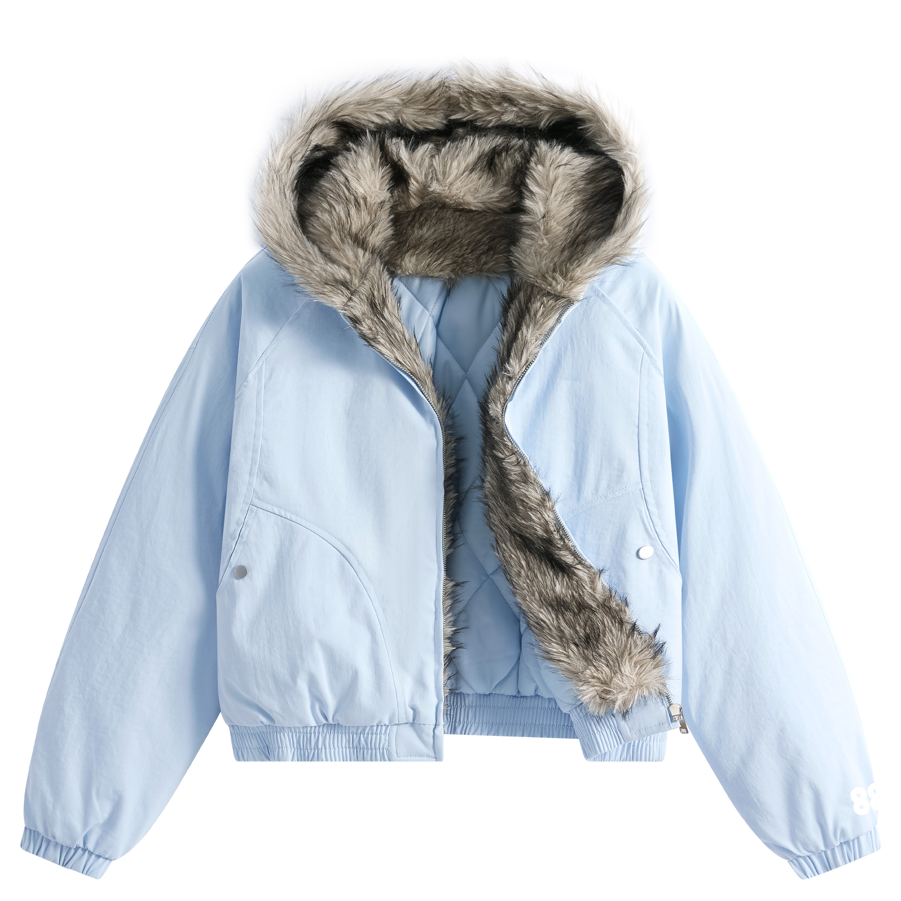 88rising座山雕仿貂保暖连帽棉服