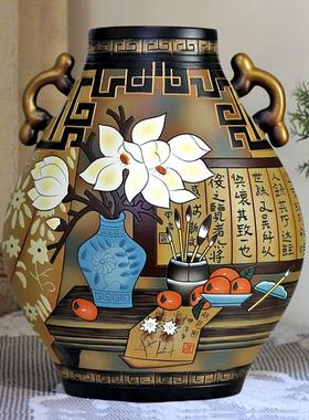 装饰艺术精品展厅玄关博古架摆设书柜办公陶瓷摆件结婚礼物大花瓶