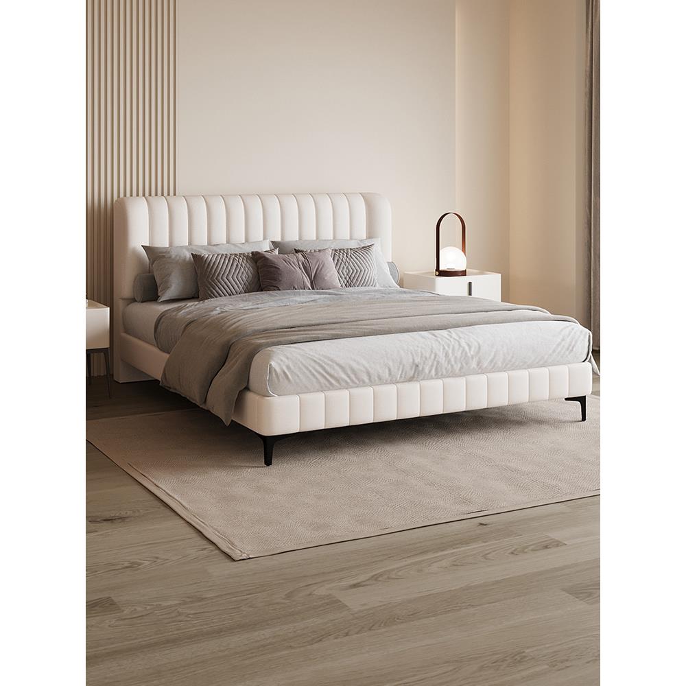 金海马主卧大床现代简约布艺床中小户型1.8米双人纳帕皮婚床