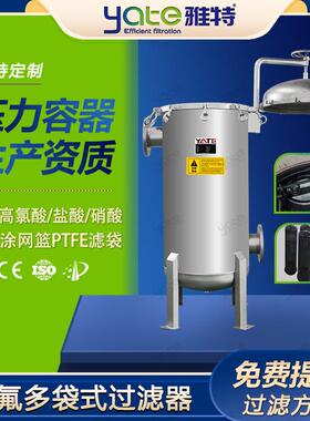 316耐腐蚀衬氟袋式过滤器三氯化铁喷氟过滤设备喷氟F40多袋过滤机