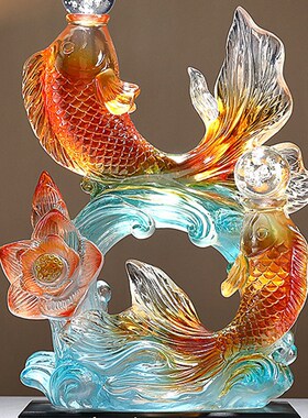 透明水晶鱼每年陶瓷创意入口小饰品工艺品乔迁礼品礼品