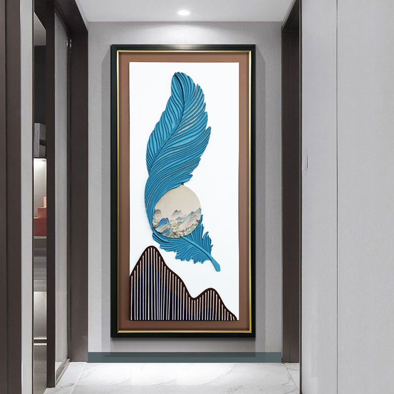 家大业大实物玄关装饰画落地轻奢沙发背景墙立体砂岩壁画过道挂画