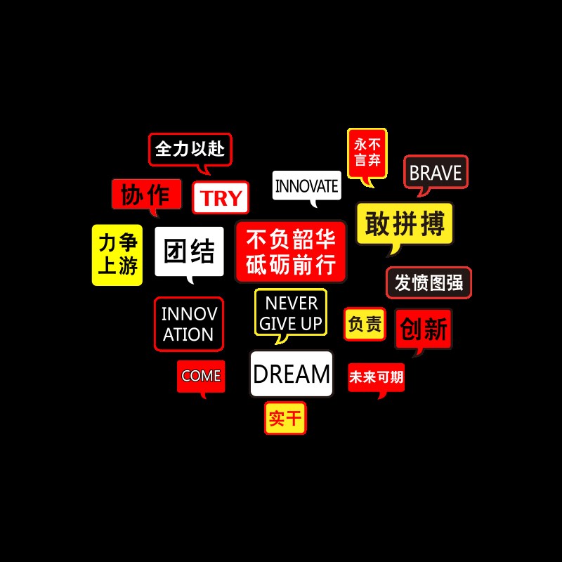 公司企业文化墙面高级感背景装饰办公会议室布置团队激励标语贴纸
