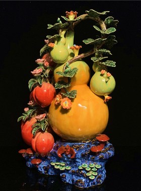 石湾公仔陶瓷葫芦摆件创意家居客厅博古架电视柜植物饰品新居礼品