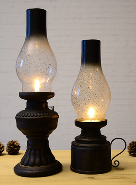 复古美式煤油灯蜡烛台创意怀旧拍摄道具酒吧餐厅80年代老物件摆件