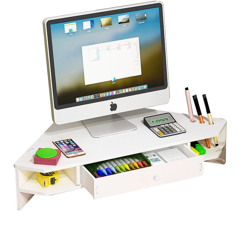 台式电脑增高架桌面收纳盒转角三角形办公桌显示器置物架屏幕支架