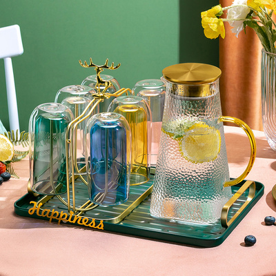 水杯家用套装一人一色客厅轻奢茶杯水壶双层隔热玻璃杯子家庭待客