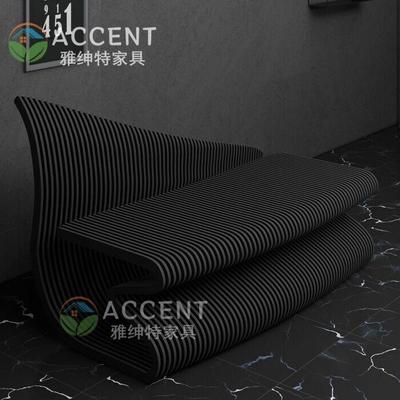 北欧创意木质条纹异形沙发民宿客厅个性艺术切片休闲坐具