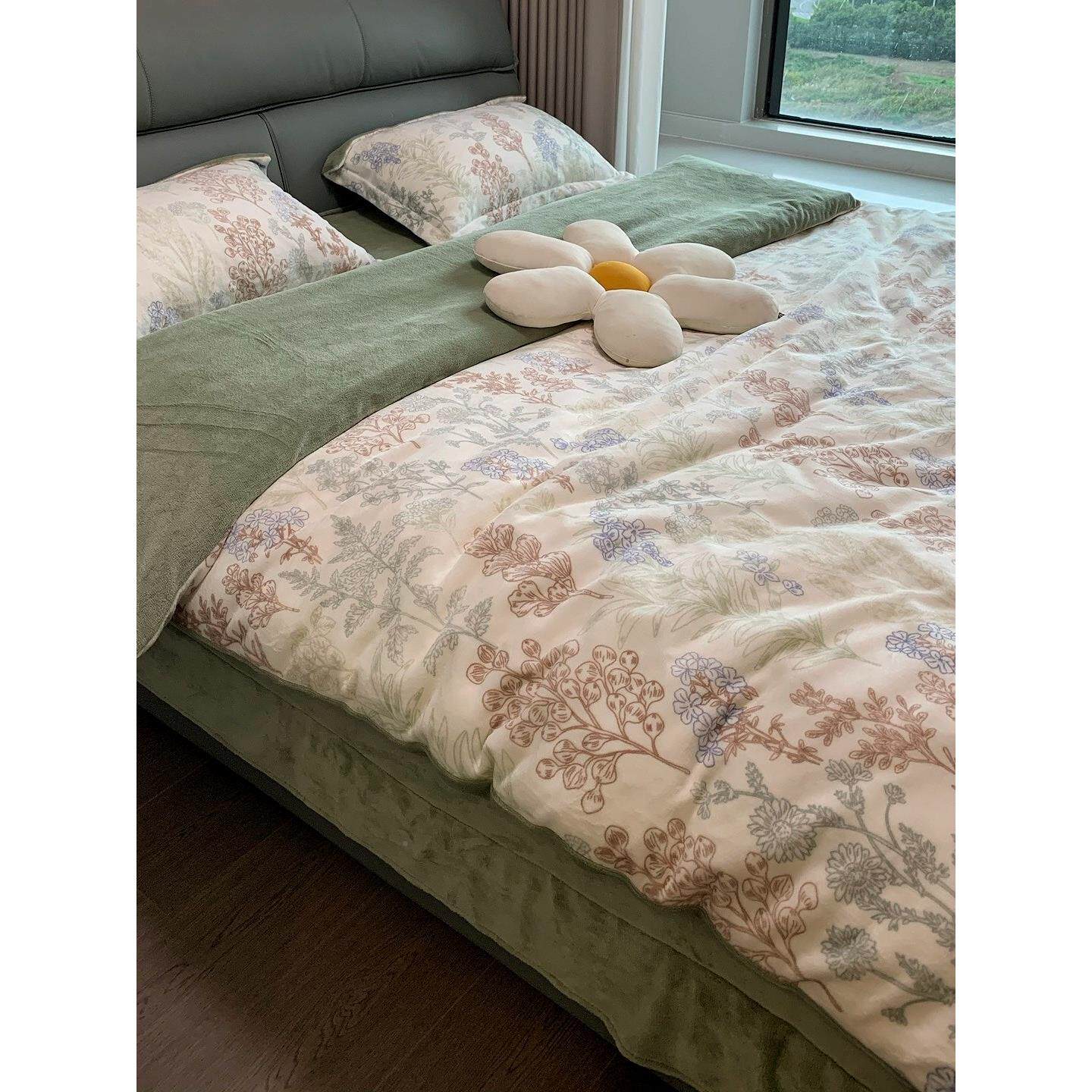 025新兰ROO款冬季牛奶绒件套法式田园风四花2卉珊瑚绒被套法床单