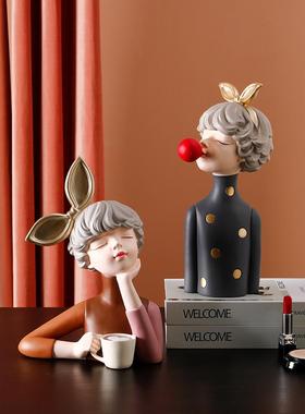 泡女孩电视酒柜摆件家居装现饰品客厅轻奢高高档端玄泡关小简2020