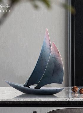 一帆风顺帆件摆件高档轻船奢新商中式铜摆家居乔迁一帆风顺务礼品