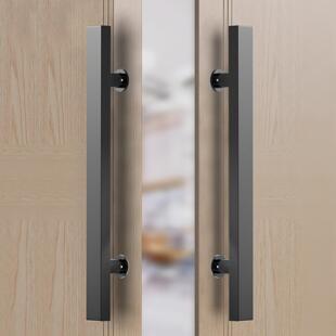 玻璃门拉手不钢管特厚无锈指纹有无框钢化门双推拉磨砂方灰把手