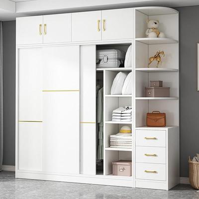 实木衣卧柜简家用室拉门出租房用收大衣橱儿童可Dnb_金色定制易纳