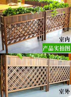 餐厅断花架防腐木栅栏饭围栏火锅店风卡UWC座屏隔户外木花槽餐饮