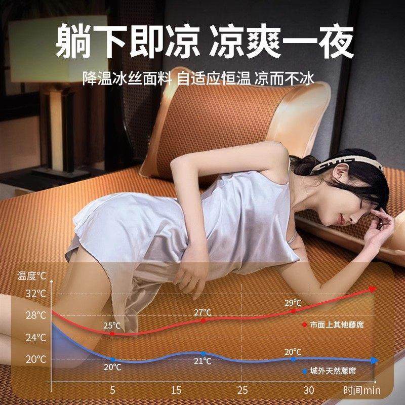 德20FFY25草款双面凉席席夏国季学生宿舍单人席子可折叠家新用竹