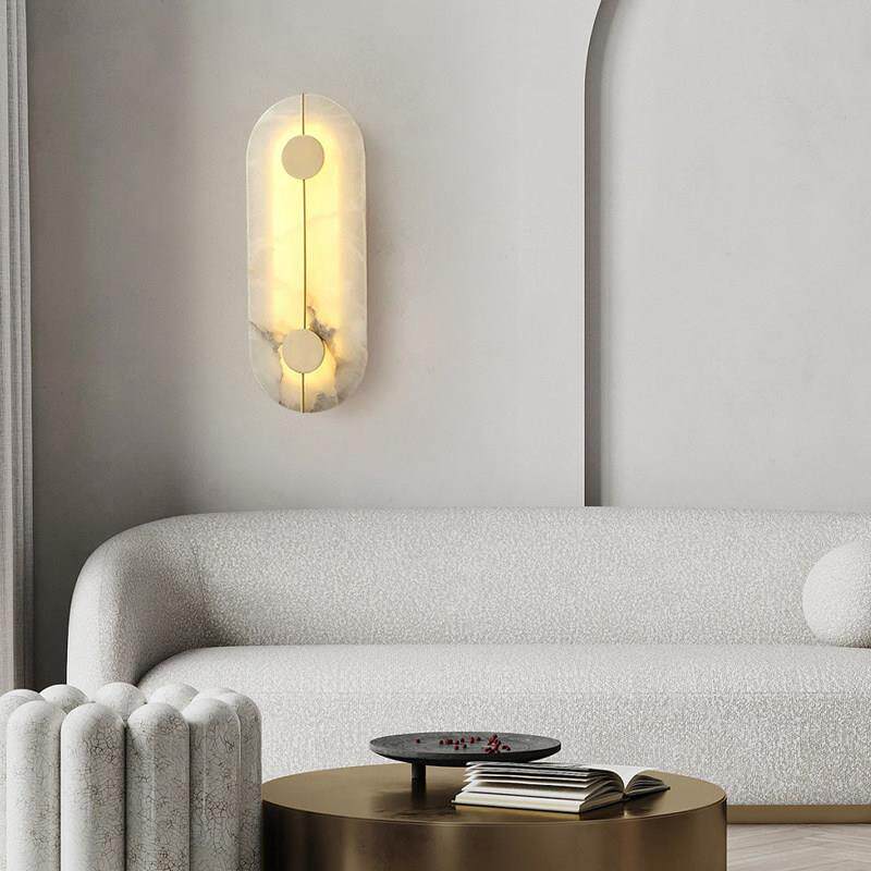 现代简墙约轻全YH21225铜壁灯客景厅卧室书房床头云石灯新中式背