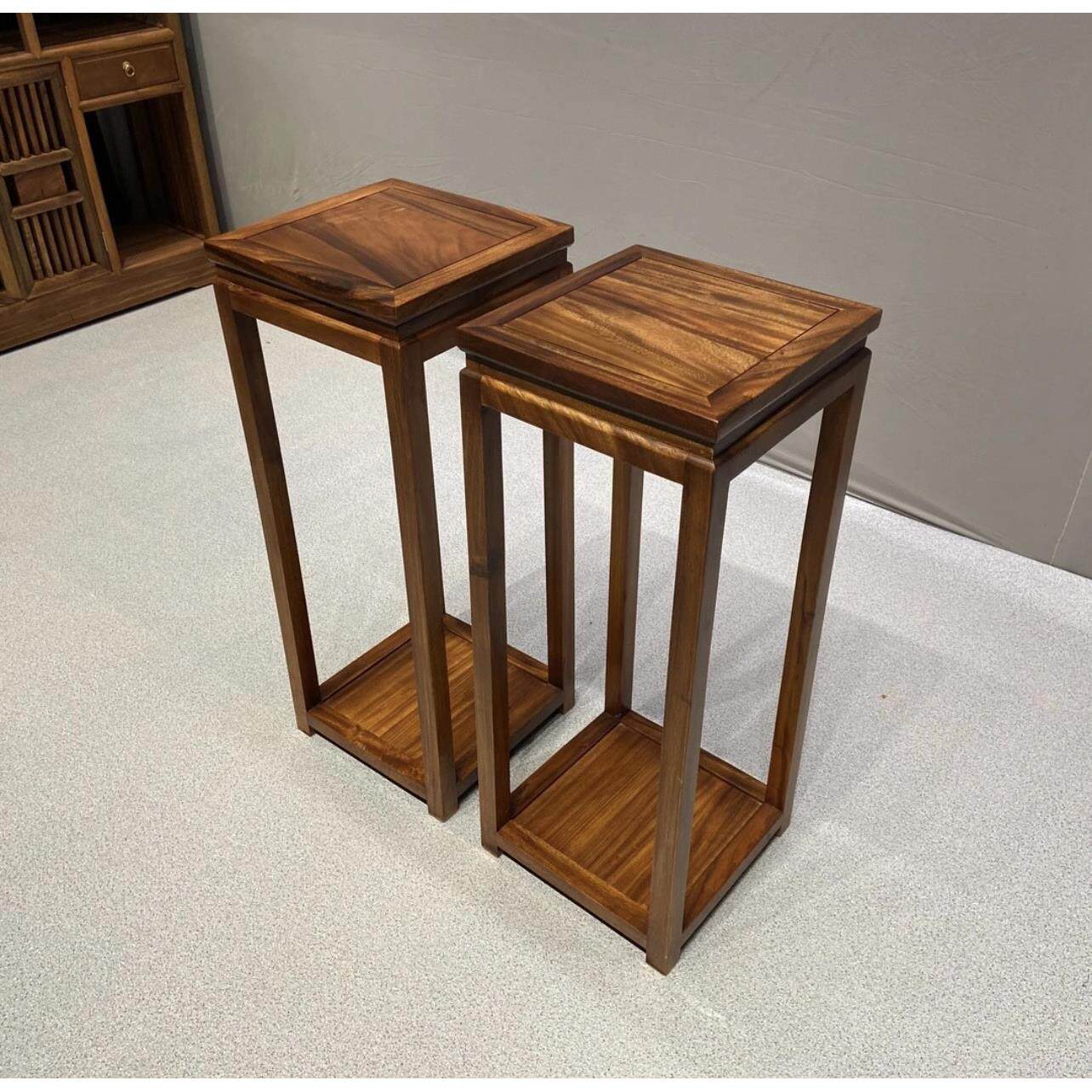 南美胡桃木花架实花木置物架新式盆架中盆栽架阳中台玄关地花落几