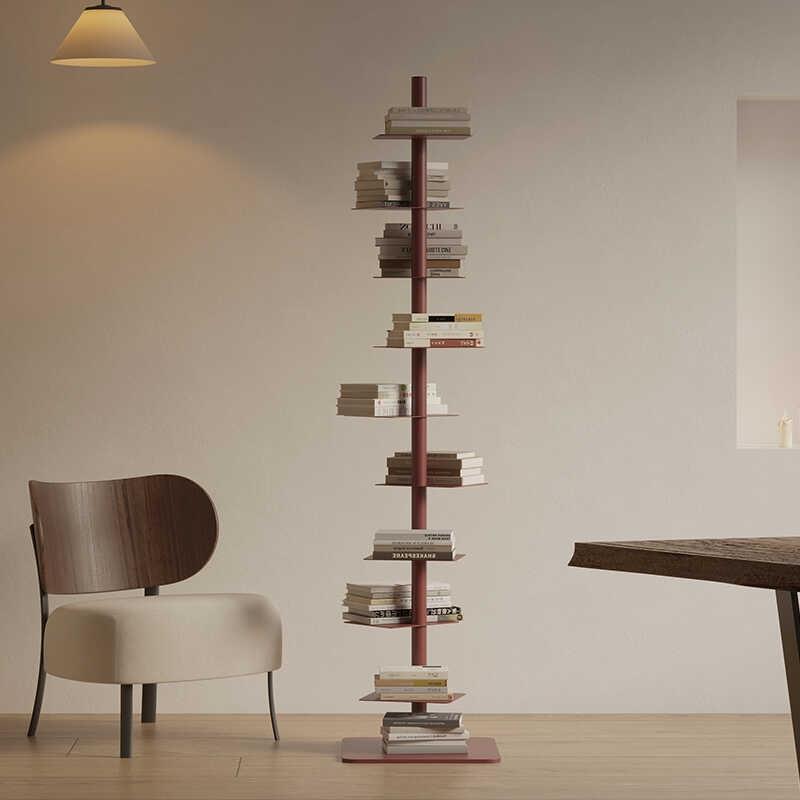 旋转隐形书架落地置物架客厅铁艺多层展示架收纳架子转角书柜靠墙