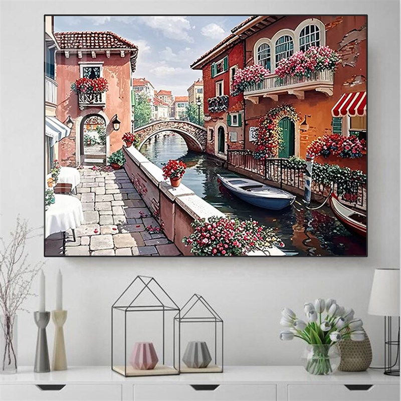 欧式油画小屋风景钻石画2025新款手工5d点贴钻十字绣客厅卧室满钻