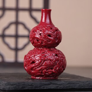 精致盘龙葫芦手把件桌面小摆件手捻葫芦送礼招财镇宅 朱砂新款
