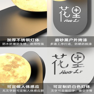 户外防水壁灯别墅庭院人体感应墙壁灯大门圆形月球灯感应门牌灯