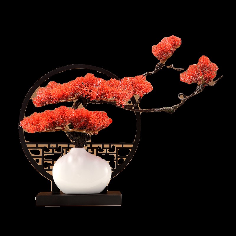 新中式禅意玄关屏风摆件过年入宅大吉红果玄关客厅装饰品搬家礼物