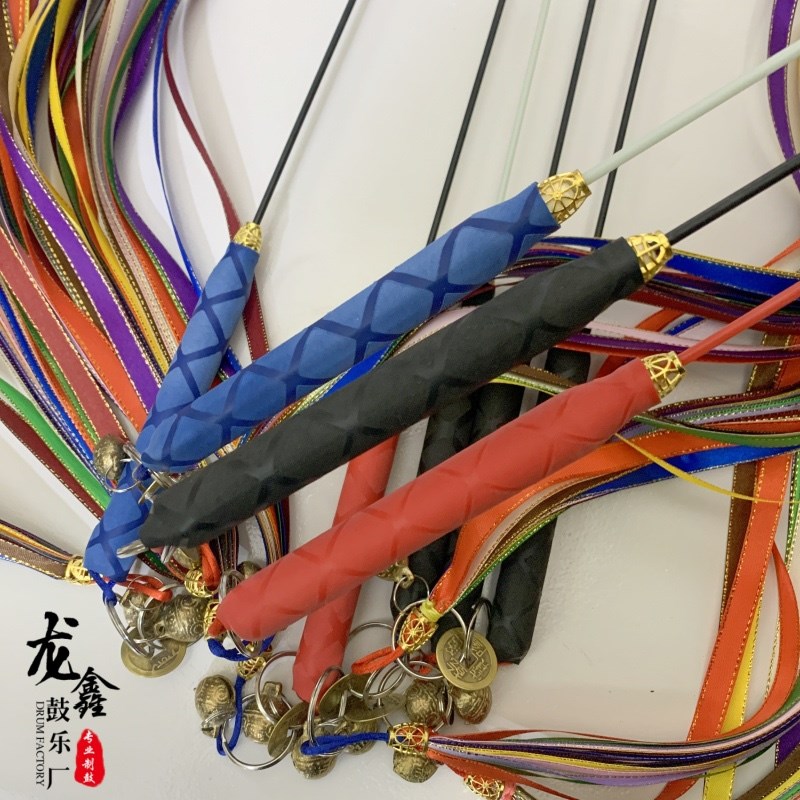 舞王鞭 文王鼓鼓鞭 二神鼓鼓鞭 彩色毛球鼓鞭 彩色纤维棒制作包邮