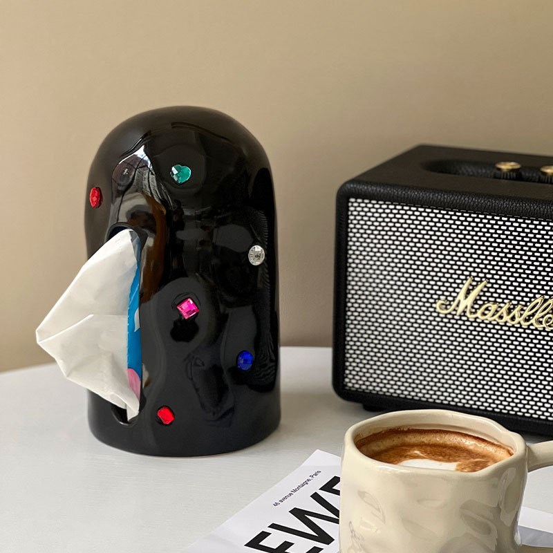 Epeiushome陶瓷宝石纸巾盒北欧抽纸盒家用桌面收纳盒简约可爱家居