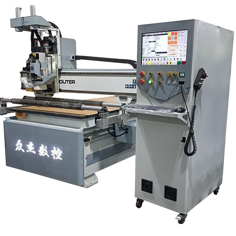 沙发厂数控裁板机双台面双主轴夹板开料机精确切割及钻孔