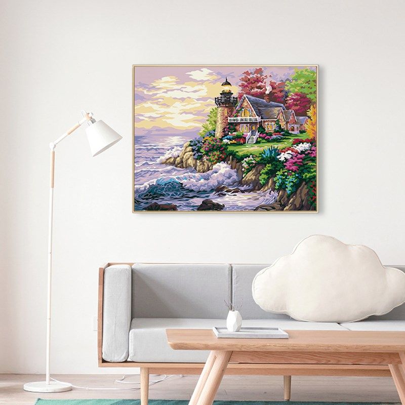 数字油画diy2024新款风景治愈解压手绘填色画油彩画画装饰画定制