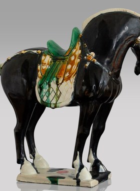 唐宝斋中式陶瓷客厅办公桌面摆件送礼文化客户创意装饰H36中国马