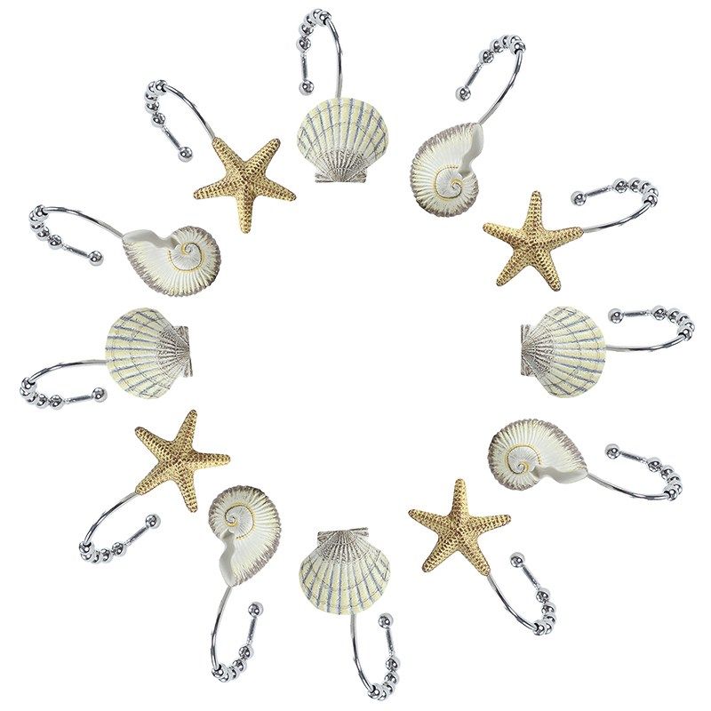 黛世浴帘挂钩装饰性创意设计滚珠挂钩多个装浴帘圈环勾挂环