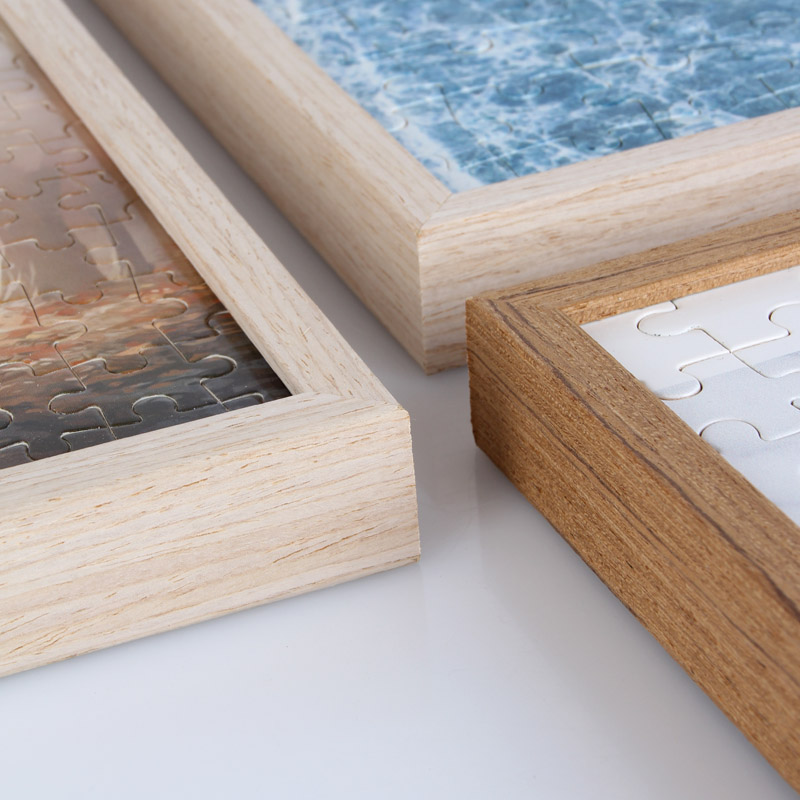 实木纹金属相框平面窄边拼图框1000片铝合金画框挂墙300片500片