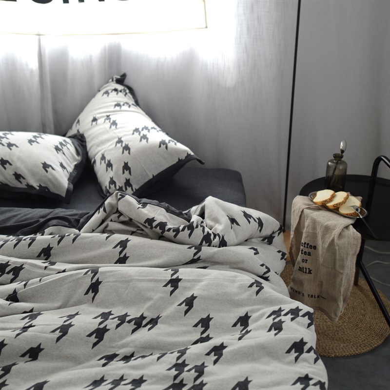 北欧风全棉针织棉四件套纯棉超柔裸睡亲肤床单被套被罩床上用品男