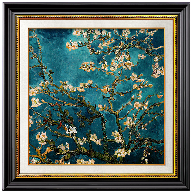 杏花入户玄关装饰画美式欧式复古卧室书房挂画酒柜餐厅背景墙壁画图片