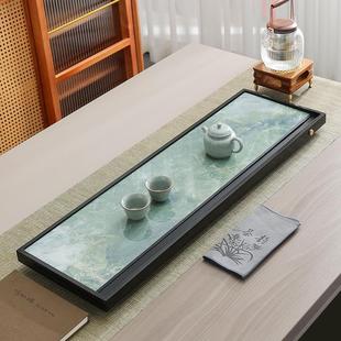 整套天然乌金石茶盘现代轻奢简约家用简约大号排水托盘茶台茶具