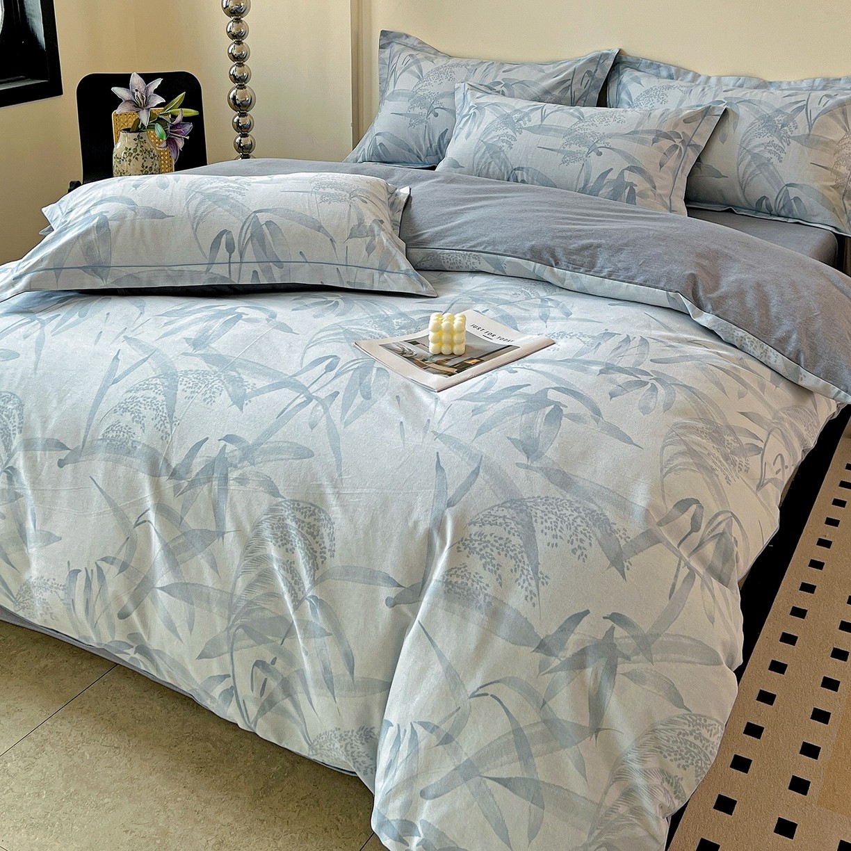 全棉纯棉磨毛四件套复古床品套件叶子图案被套床单床单式简约亲肤,床上用品,床品套件/四件套/多件套,淘宝优惠券,粉丝福利购,淘宝优惠卷