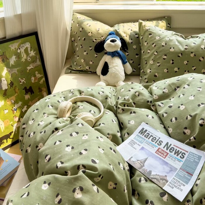 全棉双层纱四件套田园风小碎花纯棉套件泡泡纱床上用品被套被罩