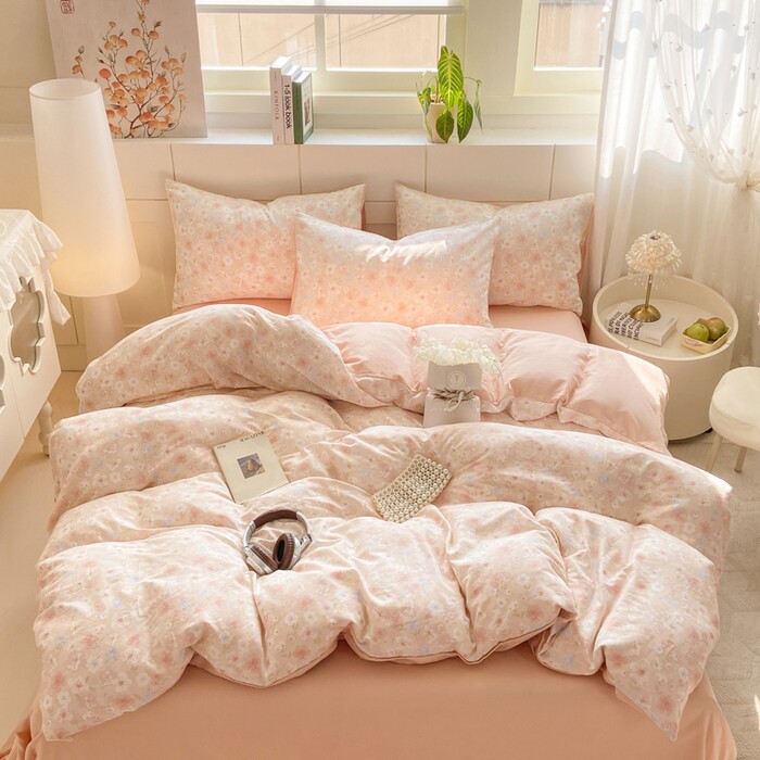 全棉A类双层纱四件套纯棉床品套件单双人学生宿舍家居卧室小清新