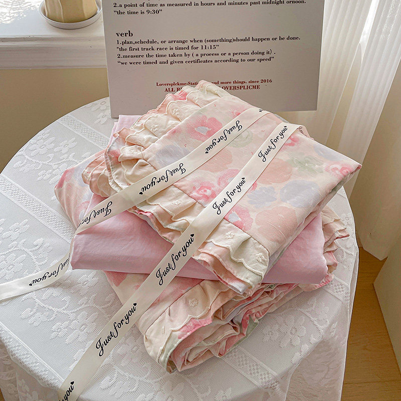 小清新水洗棉印花四件套