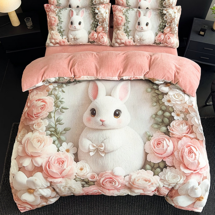 5D数码印染大卡通牛奶绒四件套