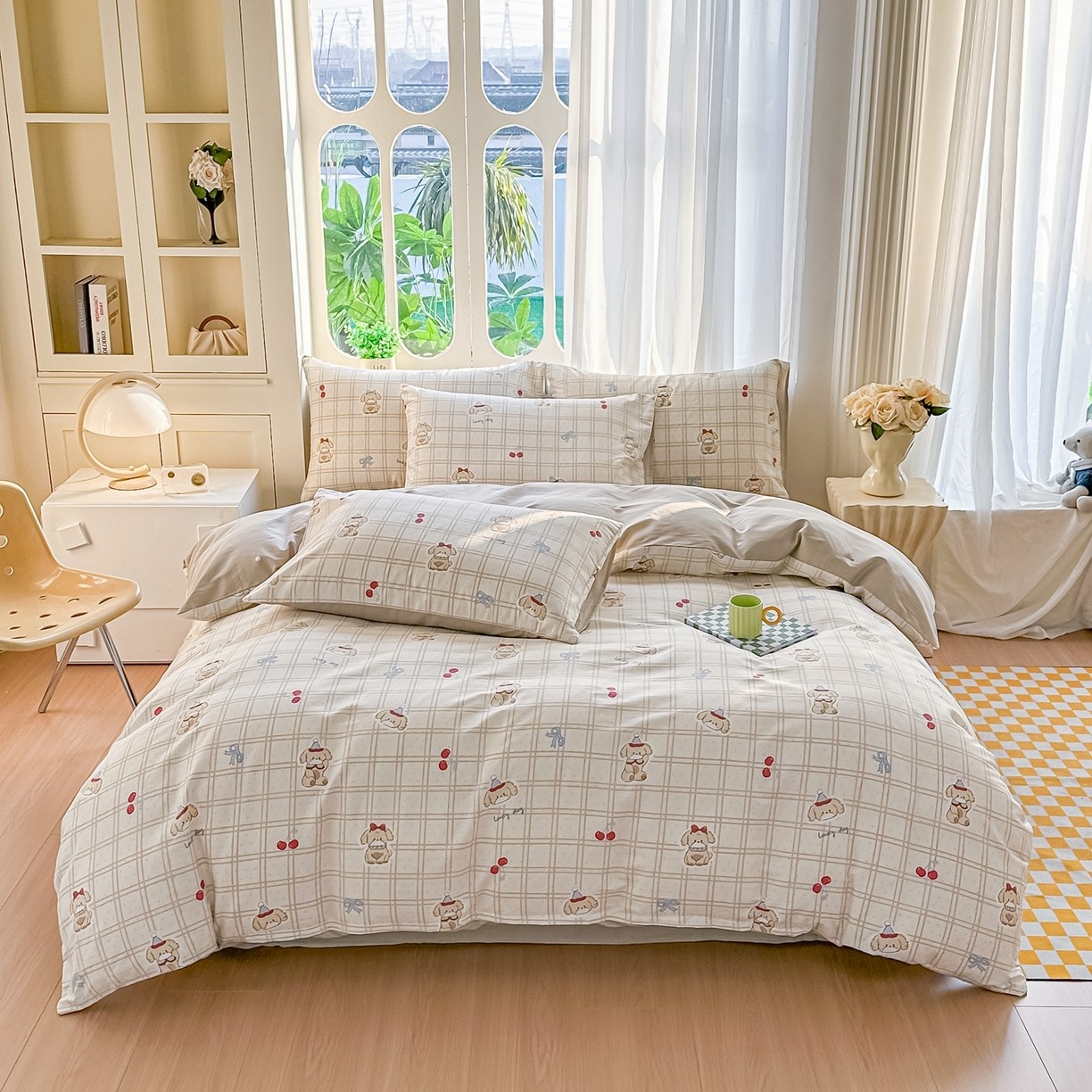 全棉纯棉印花四件套格子卡通被套床单亲肤软糯床上用品四季小清新,床上用品,床品套件/四件套/多件套,淘宝优惠券,粉丝福利购,淘宝优惠卷