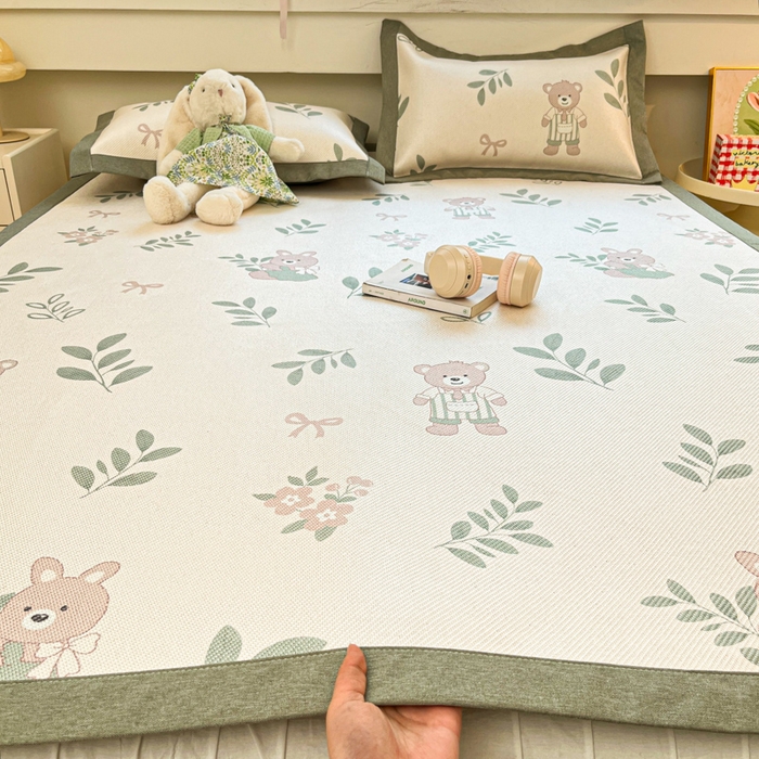 高克重卡通数码印花冰藤席三件套