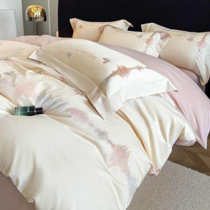 纯棉全棉长绒棉刺绣绣花高端礼盒四件套休闲风床品套件床上用品