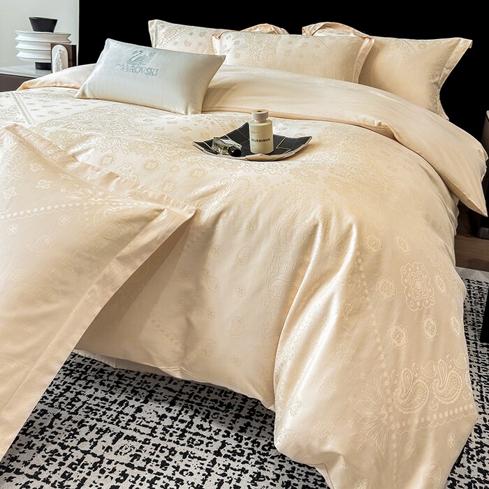 A类50双股长绒棉全棉纯棉提花四件套轻奢风高端提花被套床单床品