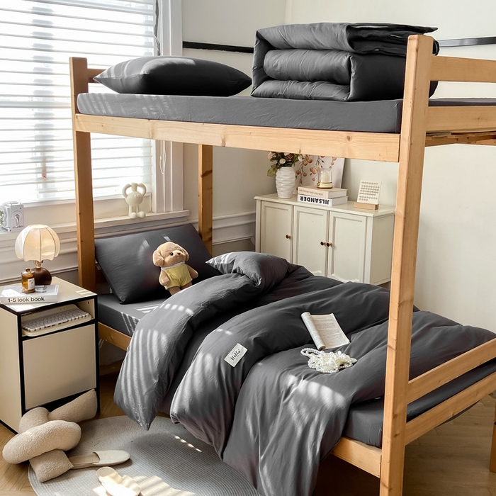 全棉拼色纯色学生宿舍床笠款